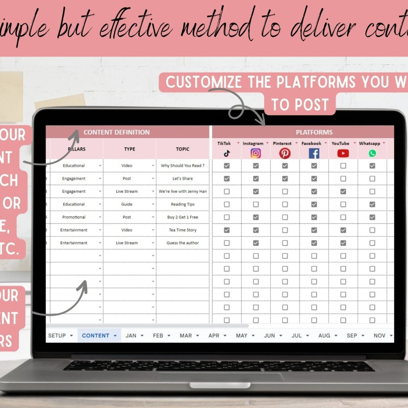 30 Day Editable Social Media Content Calendar | PLR MRR Digital Download