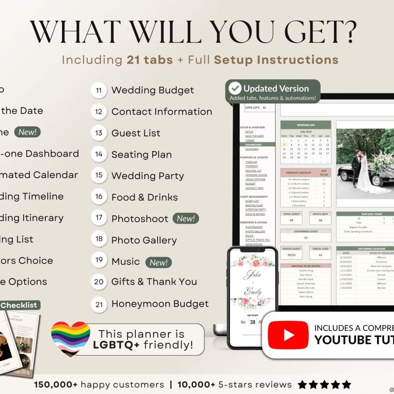 Wedding Planner Spreadsheet Wedding Budget Tracker Wedding Timeline Checklist Guest List Tracker Wedding Itinerary Seating Plan Wedding Gift