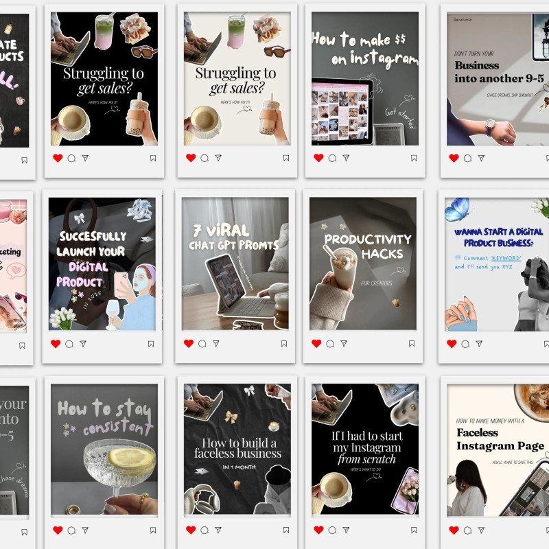400+ Faceless Instagram Carousel Templates Canva | Aesthetic IG & TikTok Slides | PLR MRR Digital Product to Resell