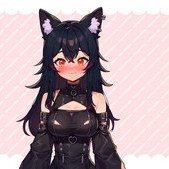 Black Wolf Girl Vtuber Model: Fully Rigged, Customizable (PNGTuber)