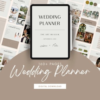 GOODNOTES 160+ Pages Wedding Planner Template Digital Download, PDF format, Minimalist Wedding Planner, Budget, Vision Boards, Hyperlinked