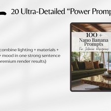 Nano Banana Prompts For Interior Designers, Interior Design AI Prompts, Rendering AI Prompts, Home Decor Templates PDF, Prompts For Interior