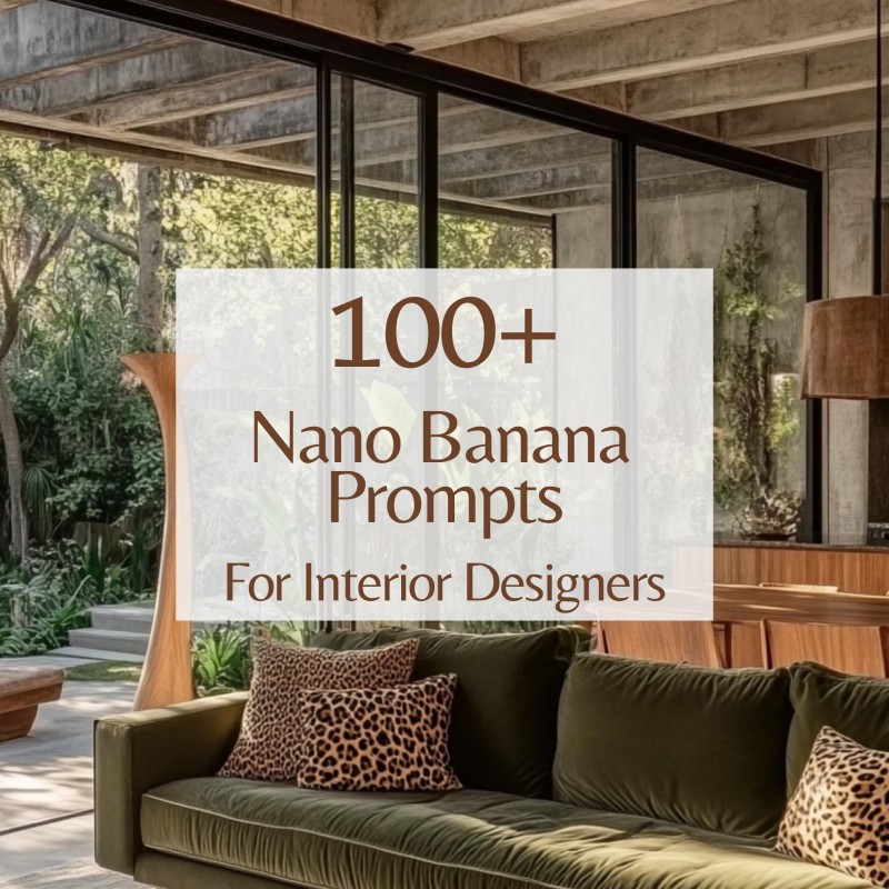 Nano Banana Prompts For Interior Designers, Interior Design AI Prompts, Rendering AI Prompts, Home Decor Templates PDF, Prompts For Interior